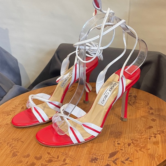 Jimmy Choo Vibrant Red and White Heels size 37